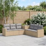 vidaXL Sada pohoviek 7 pcs Beige a svetlo šedá Poly ratan a oceľ