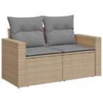 vidaXL Sada pohoviek 7 pcs Beige a svetlo šedá Poly ratan a oceľ – Obrázok 2