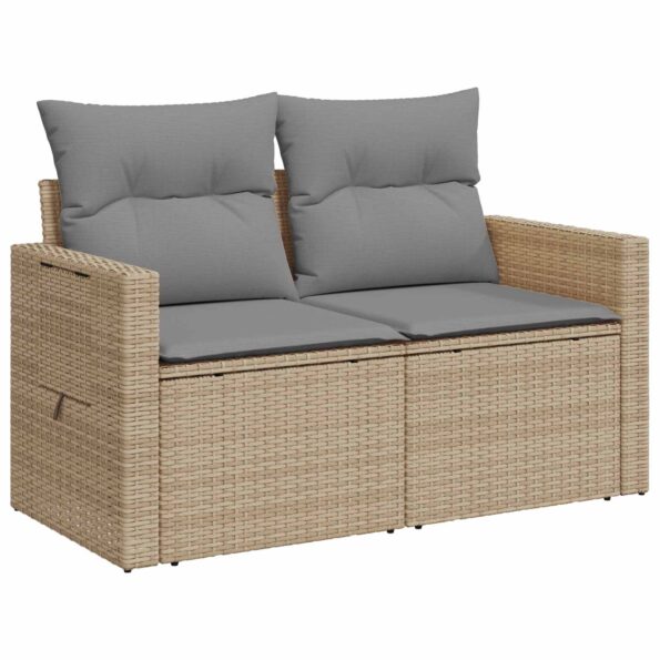 vidaXL Sada pohoviek 7 pcs Beige a svetlo šedá Poly ratan a oceľ – Obrázok 2