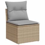 vidaXL Sada pohoviek 7 pcs Beige a svetlo šedá Poly ratan a oceľ – Obrázok 3