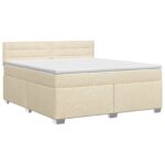 vidaXL Posteľ boxspring s matracom Krémová 140 x 200 cm Látka