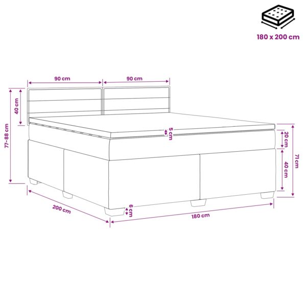 vidaXL Posteľ boxspring s matracom Čierna 180 x 200 cm Látka – Obrázok 11