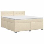 vidaXL Posteľ boxspring s matracom Krémová 180 x 200 cm Látka