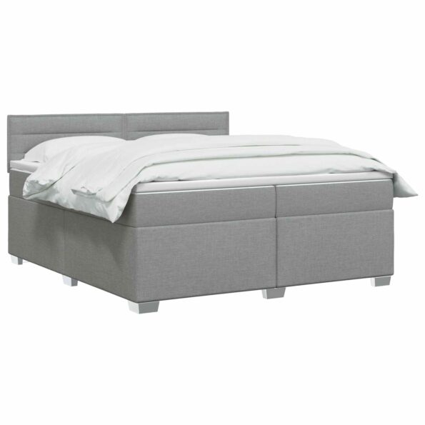 vidaXL Posteľ boxspring s matracom Svetlosivá 200 x 200 cm Látka – Obrázok 2