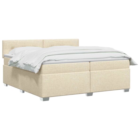 vidaXL Posteľ boxspring s matracom Krémová 200 x 200 cm Látka – Obrázok 2