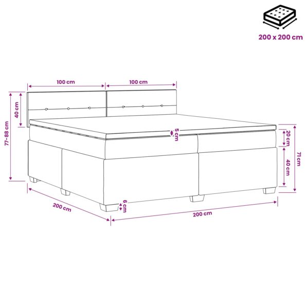vidaXL Posteľ boxspring s matracom Modrá 200 x 200 cm Látka – Obrázok 10