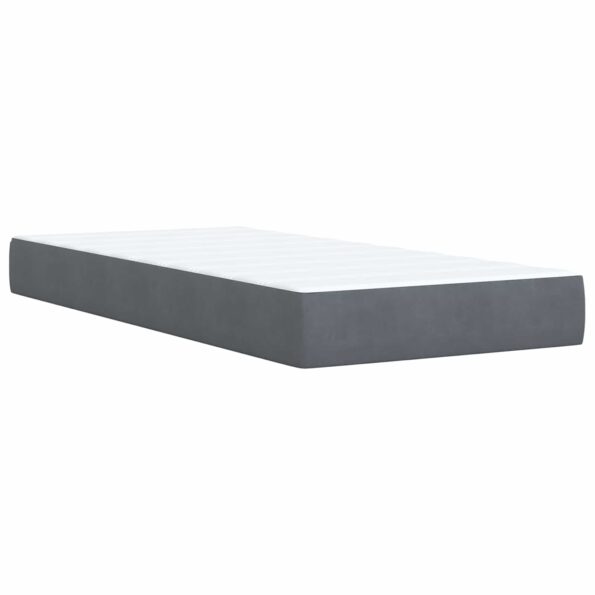 vidaXL Posteľ boxspring s matracom Tmavosivá 100 x 200 cm Zamat – Obrázok 5