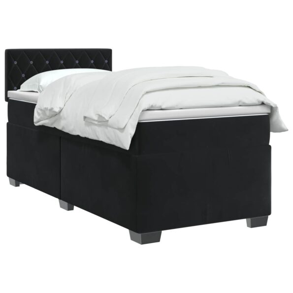 vidaXL Posteľ boxspring s matracom Čierna 100 x 200 cm Zamat – Obrázok 2