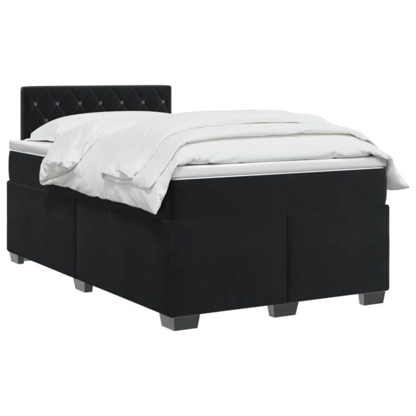 vidaXL Posteľ boxspring s matracom Čierna 120 x 190 cm Zamat – Obrázok 2