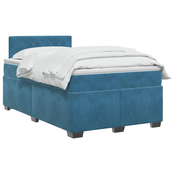 vidaXL Posteľ boxspring s matracom Modrá 120 x 190 cm Zamat – Obrázok 2