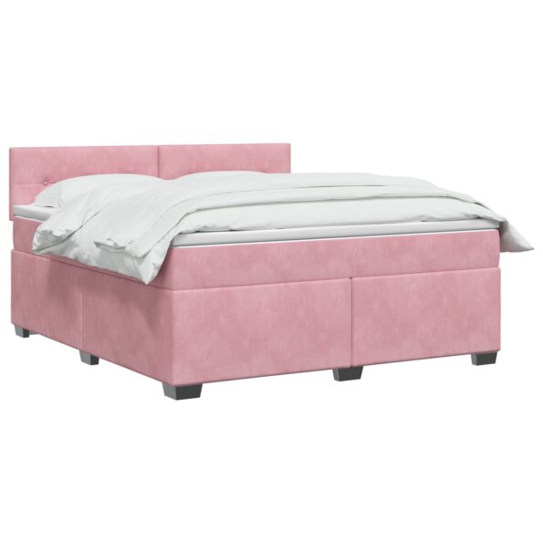 vidaXL Posteľ boxspring s matracom Ružová 140 x 190 cm Zamat – Obrázok 2