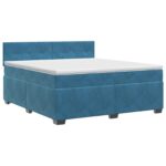 vidaXL Posteľ boxspring s matracom Tmavomodrá 160 x 200 cm Zamat