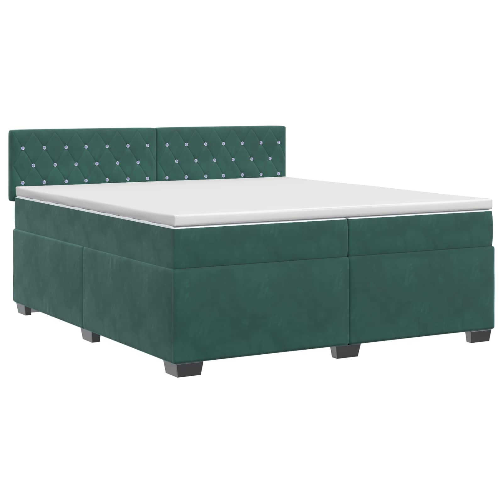 3450779_1.jpg vidaXL Posteľ boxspring s matracom Tmavozelená 200 x 200 cm Zamat – Obrázok 1