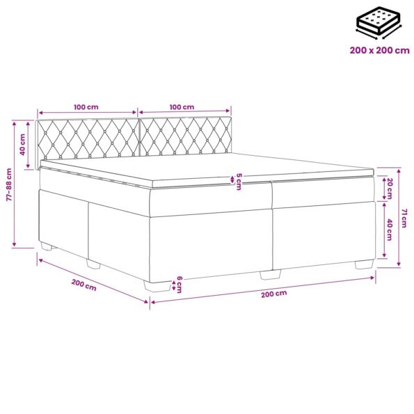 vidaXL Posteľ boxspring s matracom Tmavozelená 200 x 200 cm Zamat – Obrázok 10