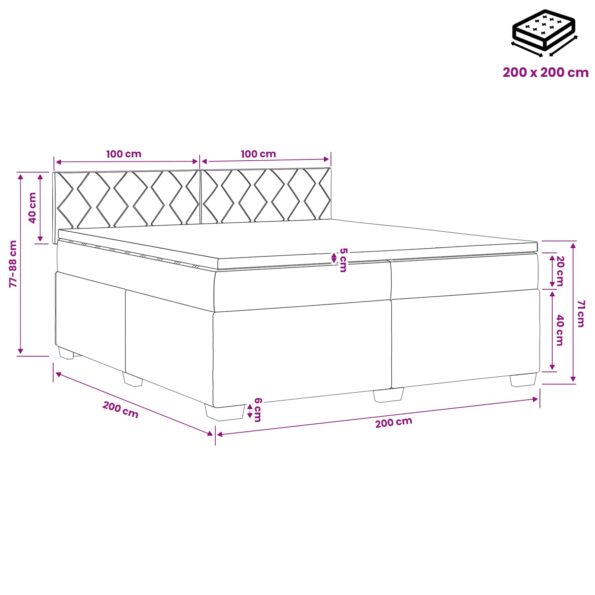 vidaXL Posteľ boxspring s matracom Tmavomodrá 200 x 200 cm Zamat – Obrázok 10