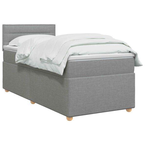 vidaXL Posteľ boxspring s matracom Svetlosivá 90 x 190 cm Látka – Obrázok 2