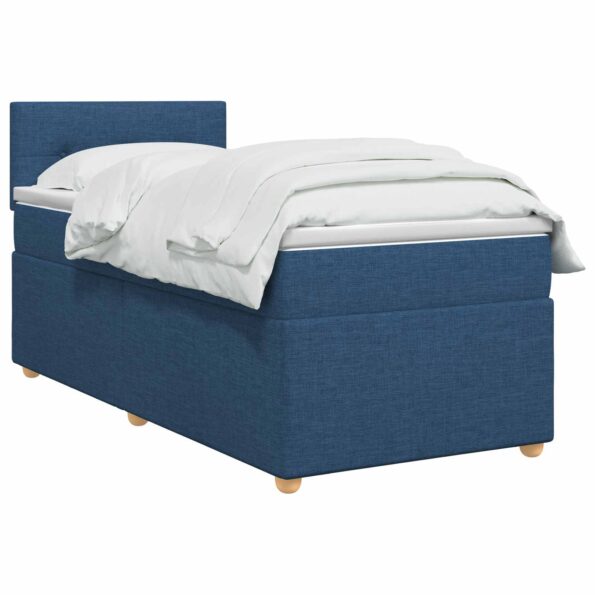 vidaXL Posteľ boxspring s matracom Modrá 90 x 190 cm Látka – Obrázok 2