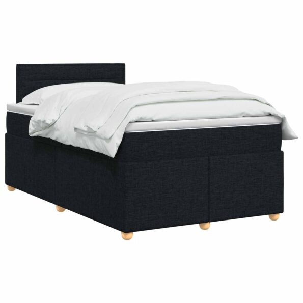 vidaXL Posteľ boxspring s matracom Čierna 120 x 190 cm Látka – Obrázok 2