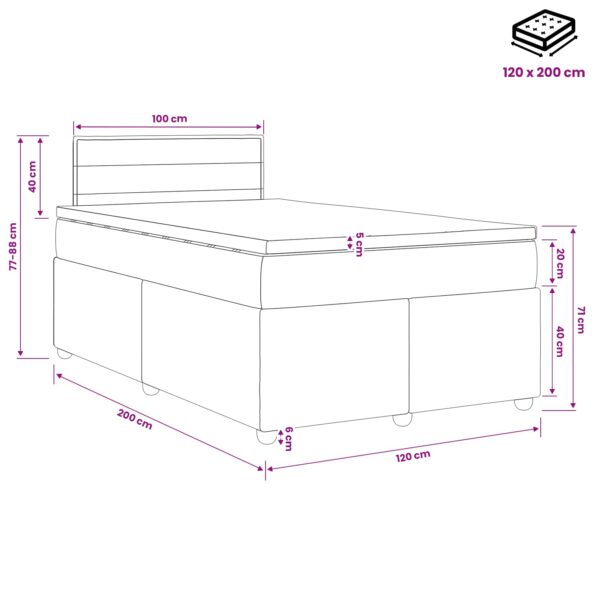 vidaXL Posteľ boxspring s matracom Modrá 120 x 200 cm Látka – Obrázok 10