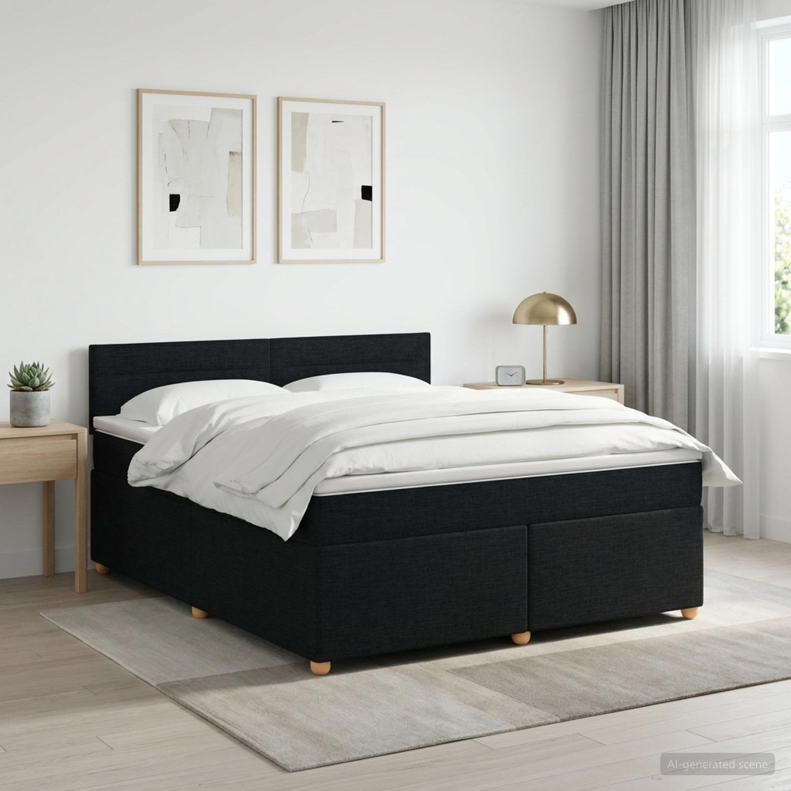 3450946_1.jpg vidaXL Posteľ boxspring s matracom Čierna 140 x 190 cm Látka – Obrázok 1