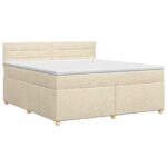 vidaXL Posteľ boxspring s matracom Krémová 140 x 190 cm Látka