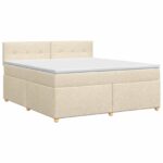 vidaXL Posteľ boxspring s matracom Krémová 180 x 200 cm Látka