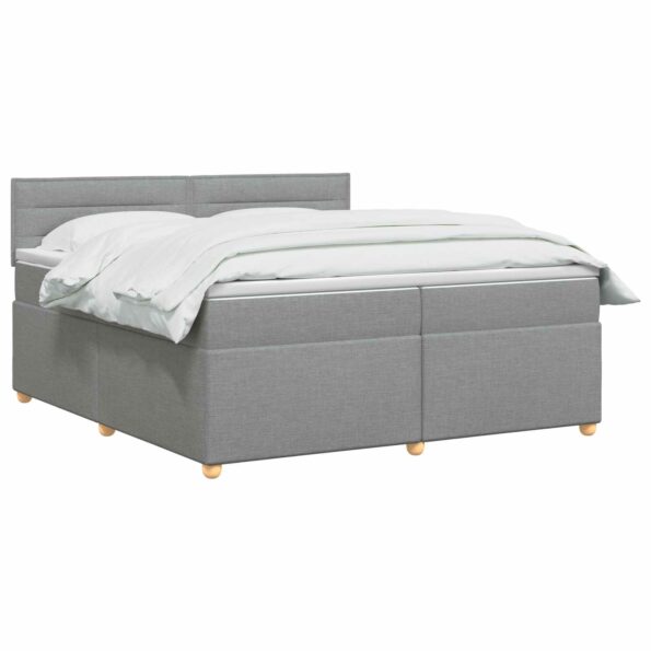 vidaXL Posteľ boxspring s matracom Svetlosivá 200 x 200 cm Látka – Obrázok 2