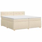 vidaXL Posteľ boxspring s matracom Krémová 200 x 200 cm Látka