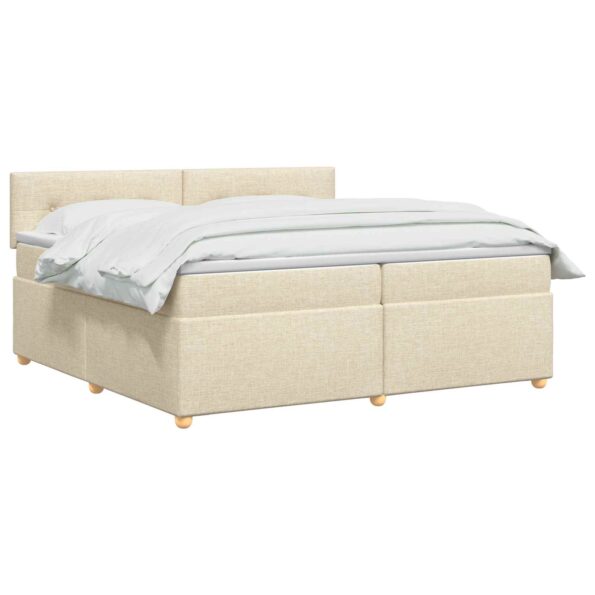 vidaXL Posteľ boxspring s matracom Krémová 200 x 200 cm Látka – Obrázok 2
