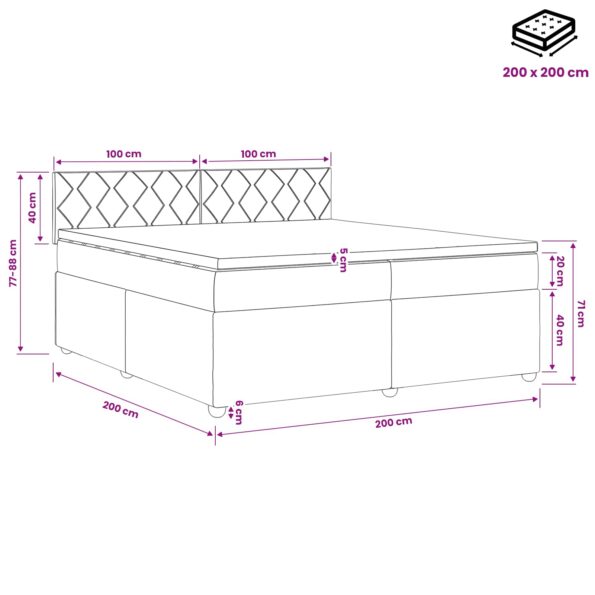 vidaXL Posteľ boxspring s matracom Tmavohnedá 200 x 200 cm Látka – Obrázok 10