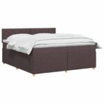 vidaXL Posteľ boxspring s matracom Tmavohnedá 200 x 200 cm Látka – Obrázok 2