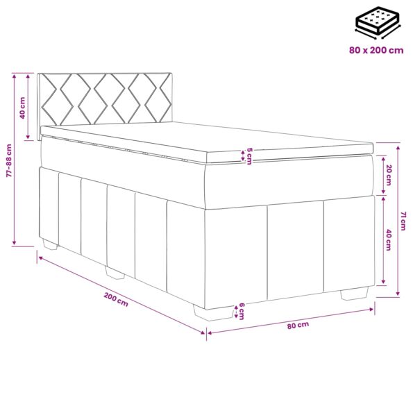 vidaXL Posteľ boxspring s matracom Modrá 80 x 200 cm Látka – Obrázok 10