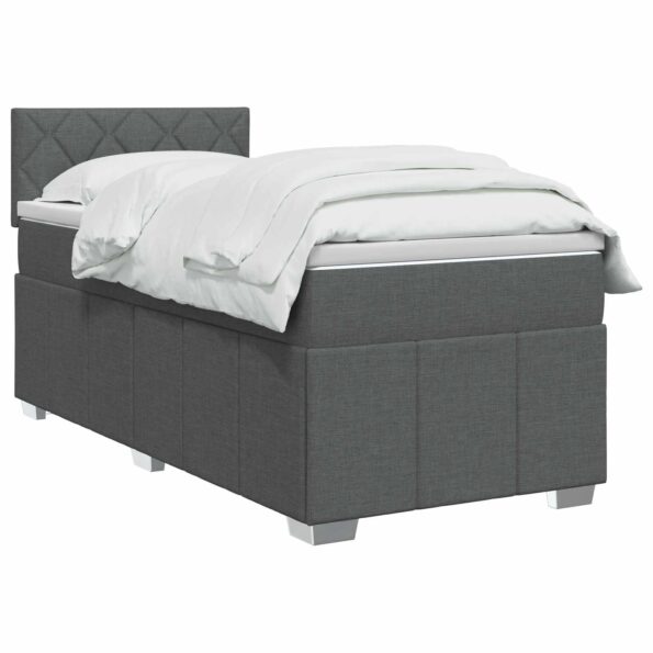 vidaXL Posteľ boxspring s matracom Tmavosivá 100 x 200 cm Látka – Obrázok 2