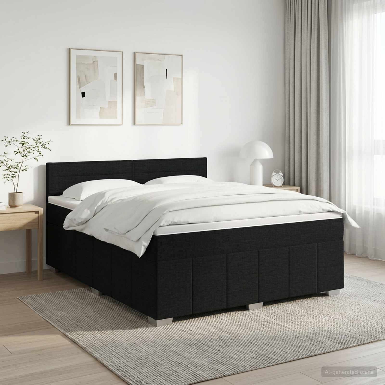3451222_1.jpg vidaXL Posteľ boxspring s matracom Čierna 140 x 200 cm Látka – Obrázok 1