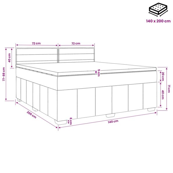 vidaXL Posteľ boxspring s matracom Sivohnedá 140 x 200 cm Látka – Obrázok 10