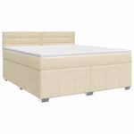 vidaXL Posteľ boxspring s matracom Krémová 140 x 200 cm Látka