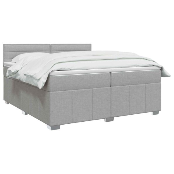 vidaXL Posteľ boxspring s matracom Svetlosivá 200 x 200 cm Látka – Obrázok 2