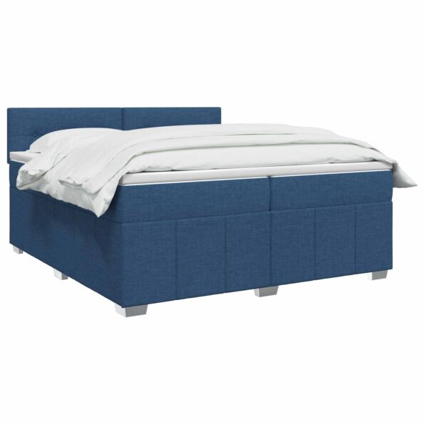 vidaXL Posteľ boxspring s matracom Modrá 200 x 200 cm Látka – Obrázok 2