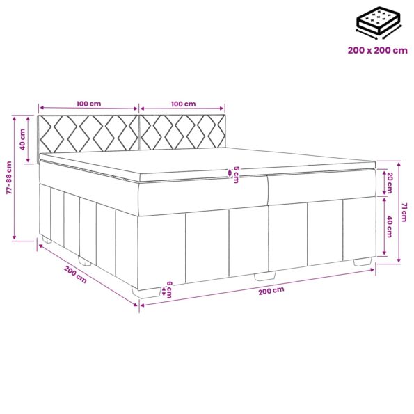 vidaXL Posteľ boxspring s matracom Tmavohnedá 200 x 200 cm Látka – Obrázok 10