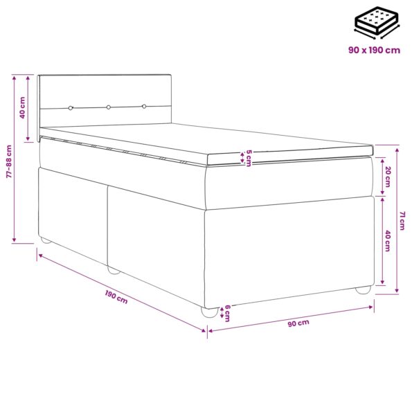 vidaXL Posteľ boxspring s matracom Modrá 90 x 190 cm Látka – Obrázok 10