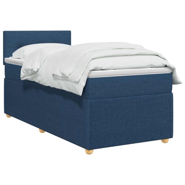 vidaXL Posteľ boxspring s matracom Modrá 90 x 190 cm Látka – Obrázok 2