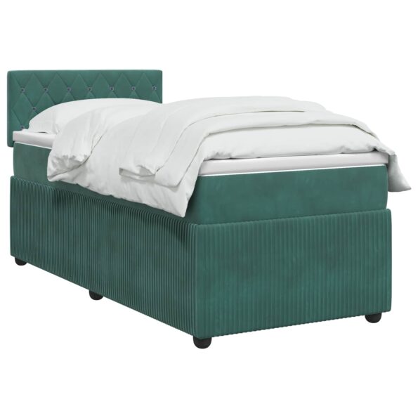vidaXL Posteľ boxspring s matracom Tmavozelená 90 x 190 cm Zamat – Obrázok 2