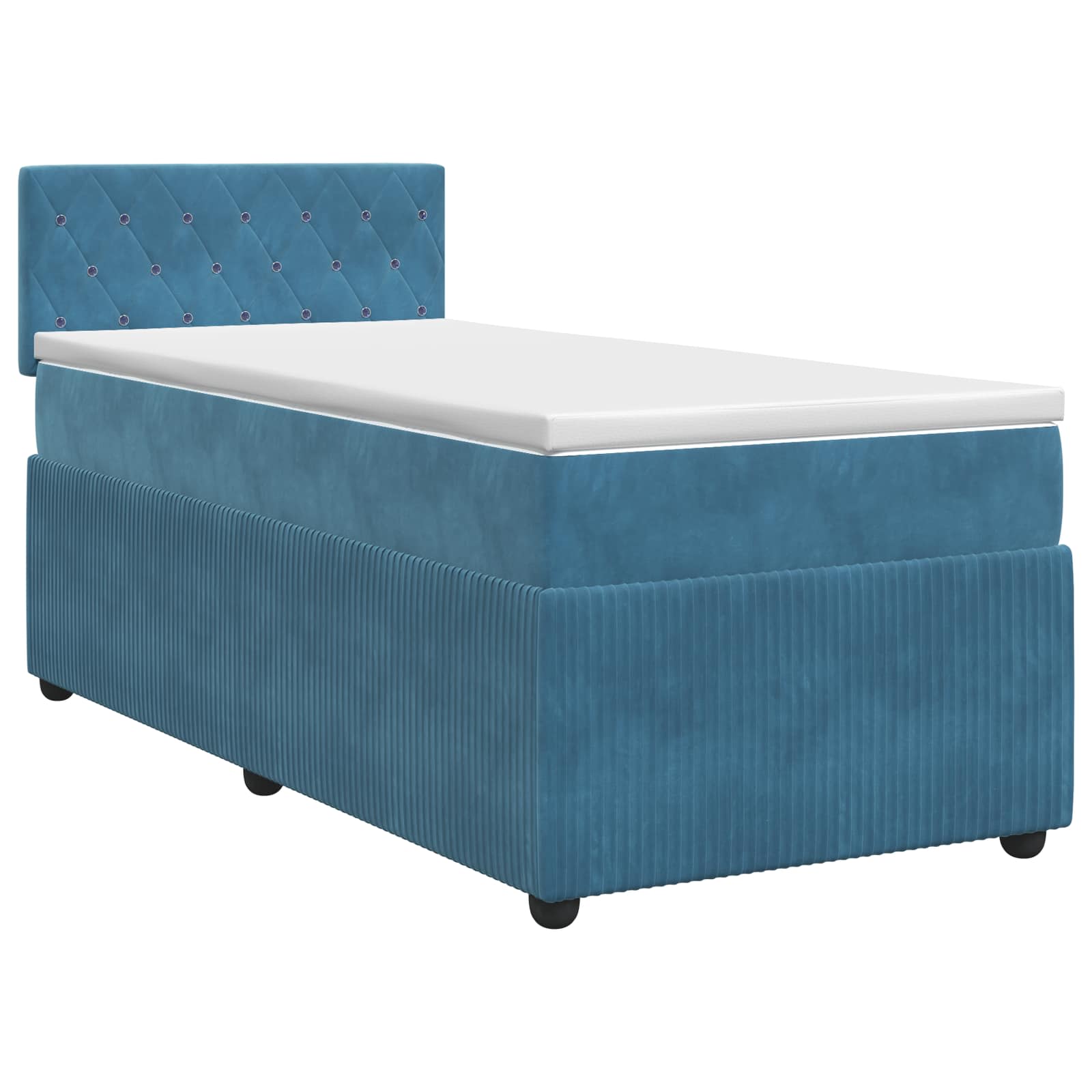 3451581_1.jpg vidaXL Posteľ boxspring s matracom Tmavomodrá 90 x 190 cm Zamat – Obrázok 1