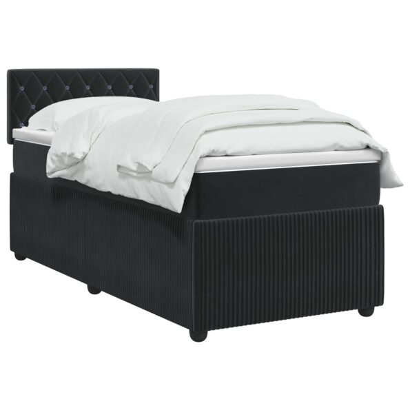 vidaXL Posteľ boxspring s matracom Čierna 90 x 200 cm Zamat – Obrázok 2