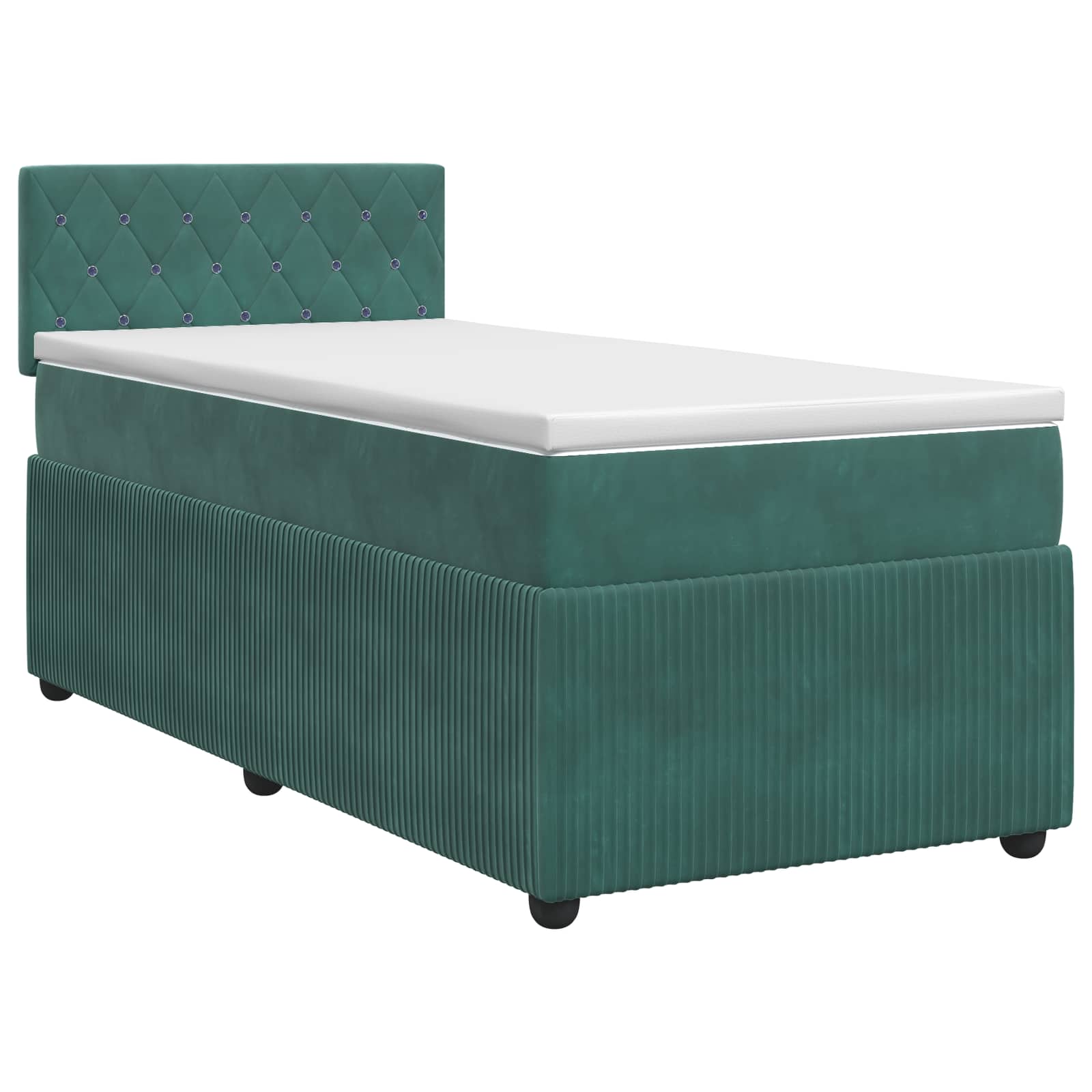 3451598_1.jpg vidaXL Posteľ boxspring s matracom Tmavozelená 90 x 200 cm Zamat – Obrázok 1