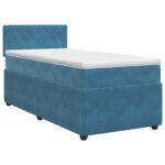 vidaXL Posteľ boxspring s matracom Tmavomodrá 90 x 200 cm Zamat