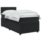 vidaXL Posteľ boxspring s matracom Čierna 100 x 200 cm Zamat – Obrázok 2