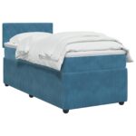 vidaXL Posteľ boxspring s matracom Tmavomodrá 100 x 200 cm Zamat – Obrázok 2