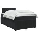 vidaXL Posteľ boxspring s matracom Čierna 120 x 190 cm Zamat – Obrázok 2