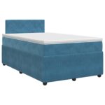 vidaXL Posteľ boxspring s matracom Tmavomodrá 120 x 200 cm Zamat